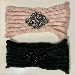 Pink and Black Knit Headbands with center embellishment